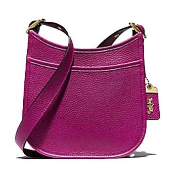 COACH 荔枝紋皮革單肩/斜背包－紫紅色【金石堂、博客來熱銷】
