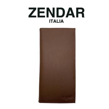 【ZENDAR】限量1折 頂級NAPPA小牛皮十字紋16卡對開長夾 全新專櫃展示品(琥珀色 贈原廠送禮提袋)【金石堂、博客來熱銷】