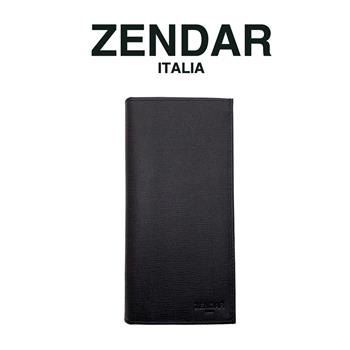 【ZENDAR】限量1折 頂級NAPPA小牛皮十字紋16卡對開長夾 全新專櫃展示品(黑色 贈原廠送禮提袋)【金石堂、博客來熱銷】