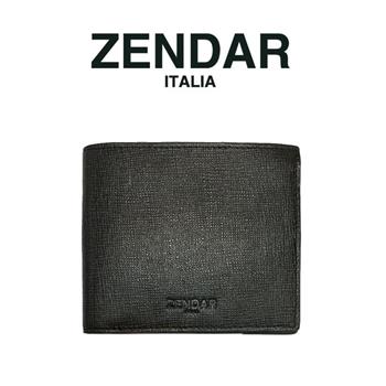 【ZENDAR】限量2折 頂級NAPPA小牛皮防刮十字紋8卡皮夾 但丁系列 全新專櫃展示品（黑色 贈送禮提袋）【金石堂、博客來熱銷】