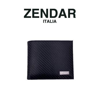 【ZENDAR】限量2折 頂級NAPPA小牛皮碳纖維紋8卡皮夾 朱立安系列 全新專櫃展示品（黑色 贈送禮提袋）【金石堂、博客來熱銷】