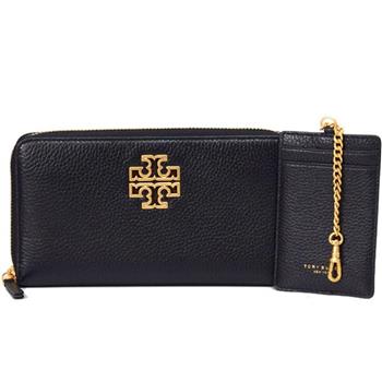 TORY BURCH 雙T－LOGO皮格拉鍊長夾－附卡套－黑
