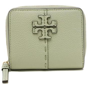 TORY BURCH 簡約皮革對折短夾－芥茉綠