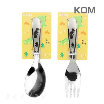 【一品川流】316不鏽鋼兒童平底匙－恐龍x3入＋兒童叉x3入