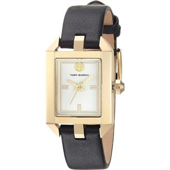 TORY BURCH 時尚皮革腕錶－黑