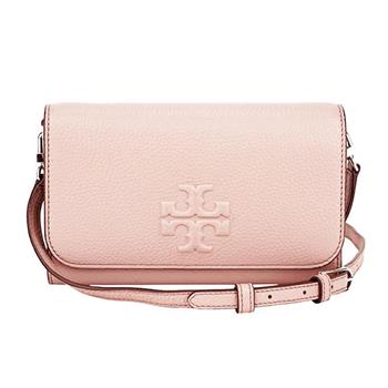 TORY BURCH 翻蓋皮革斜背包－粉色