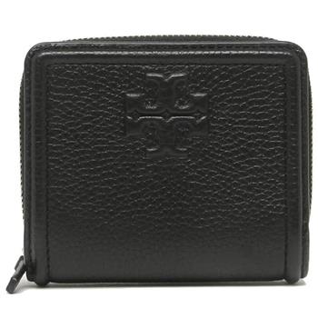 TORY BURCH 素面皮革短夾－黑色