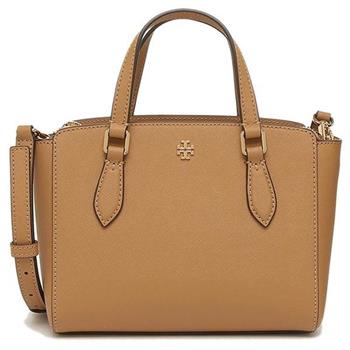Tory Burch 雙T－LOGO素面皮革兩用包－焦糖