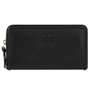 Tory Burch 素面皮革拉鍊長夾－黑