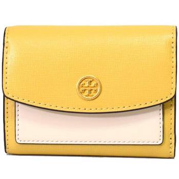 TORY BURCH 拼接皮革短夾－黃