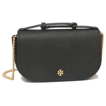 TORY BURCH 翻蓋皮革斜背鍊包－黑色