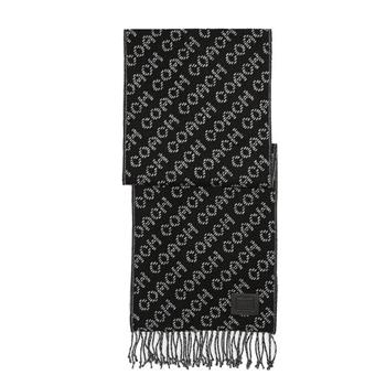 COACH 滿版LOGO羊毛圍巾－黑白【金石堂、博客來熱銷】
