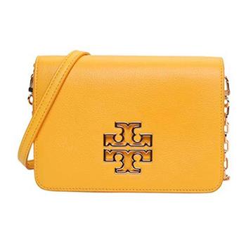 TORY BURCH 雙T LOGO皮革手拿包－黃色