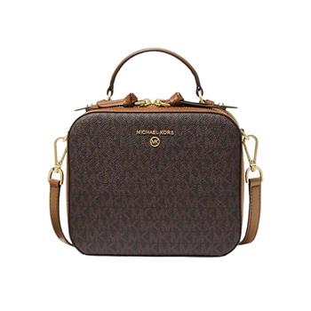 MICHAEL KORS 滿版LOGO相機斜背包－咖啡