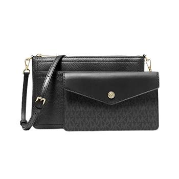 MICHAEL KORS 素面皮革斜背包－黑