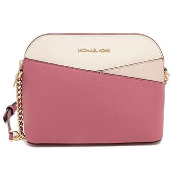 MICHAEL KORS 拼接皮革斜背包－粉色撞色