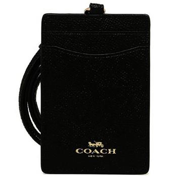 COACH 防刮皮革掛式證件卡夾－黑色【金石堂、博客來熱銷】
