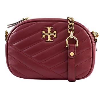 TORY BURCH 質感羊皮斜背包－酒紅