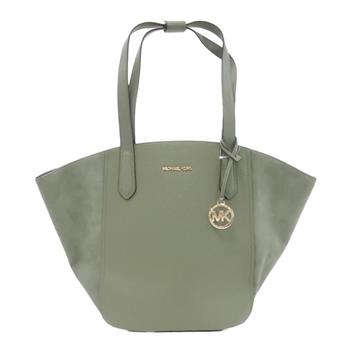 MICHAEL KORS 絨布拼接皮革托特包－綠