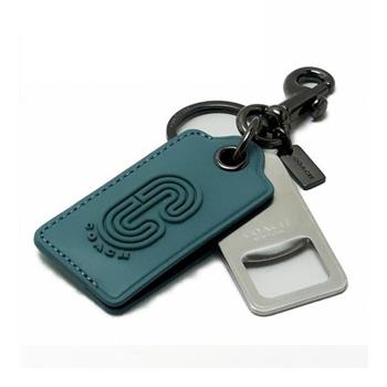 COACH 皮革造型鑰匙圈－藍綠【金石堂、博客來熱銷】