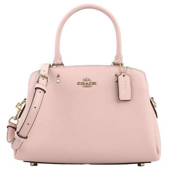 COACH 經典LOGO防刮皮革兩用包－淺粉