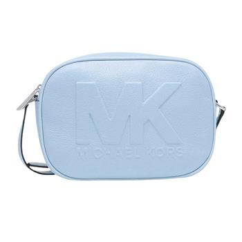 MICHAEL KORS 立體LOGO皮革斜背包－淺藍