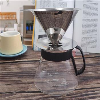 coffee play304不鏽鋼咖啡濾杯－1~4杯＋咖啡玻璃壺－600ml