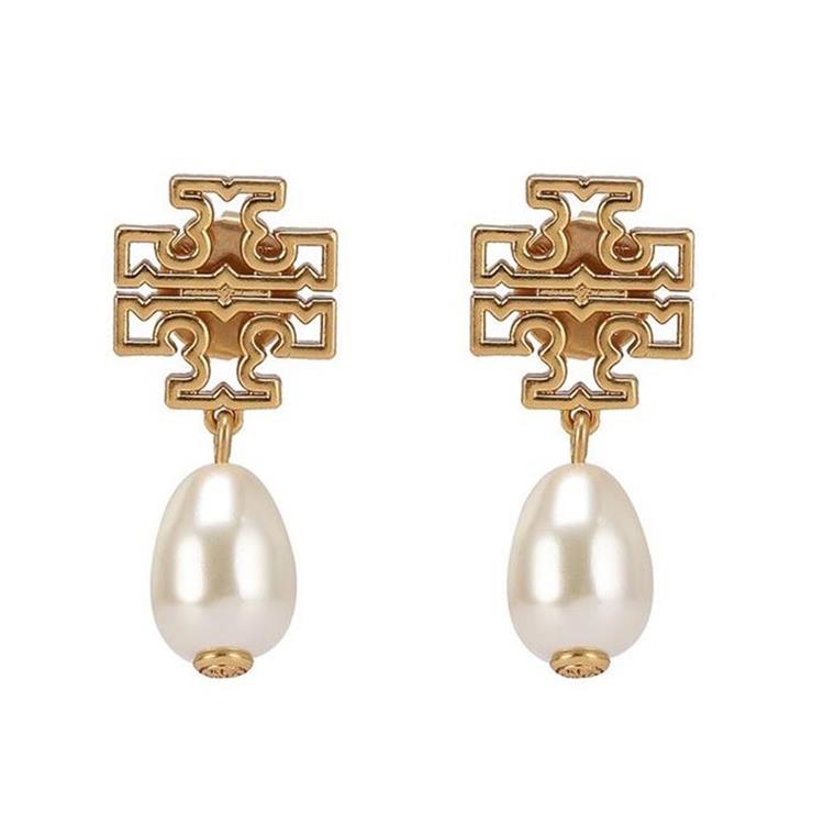 Tory burch 雙T－LOGO珍珠項鍊－金
