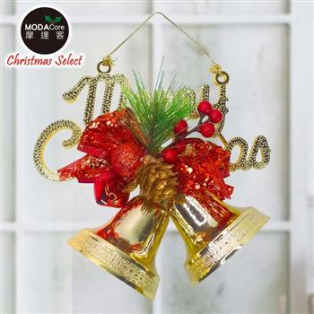 摩達客台製精緻6吋聖誕快樂英文字牌雙鐘吊飾（歐美外銷人氣品）【金石堂、博客來熱銷】