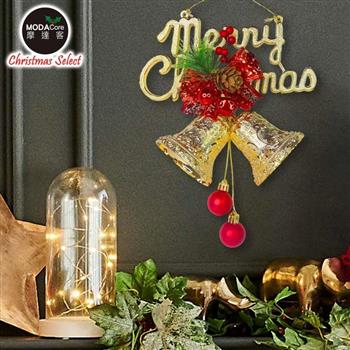 摩達客台製精緻8吋聖誕快樂英文字牌雙鐘吊飾（歐美外銷人氣品）【金石堂、博客來熱銷】