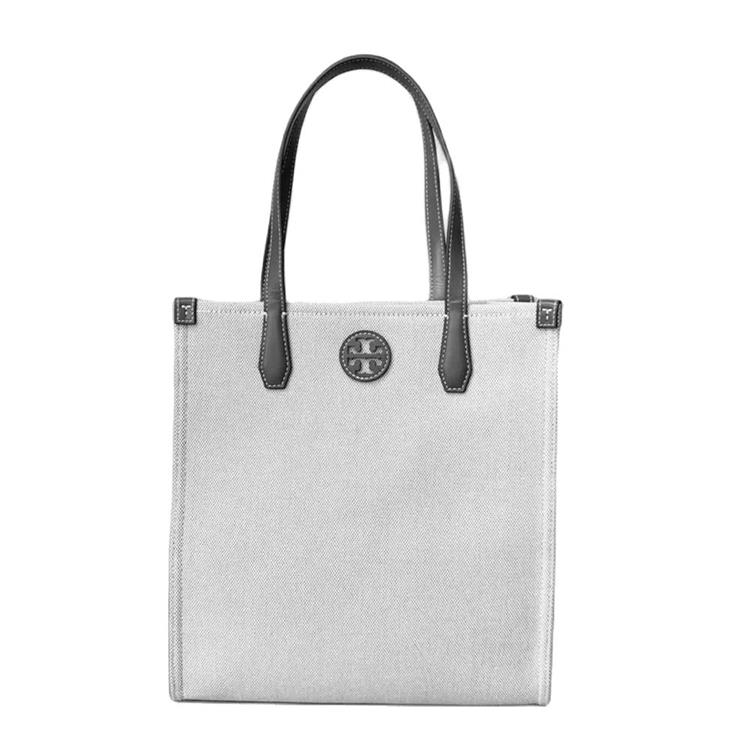TORY BURCH 簡約帆布托特包-大象灰