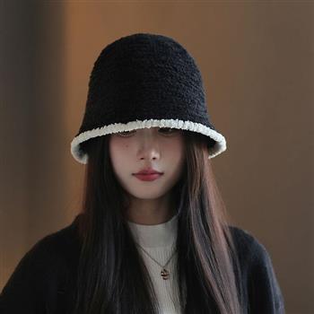 日本 BEAUTYJAPAN 撞色鎖邉設計毛絨保暖漁夫帽盆帽 BJ2125 黑色【金石堂、博客來熱銷】