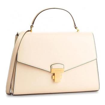 TORY BURCH 皮革翻蓋斜背包－乳白
