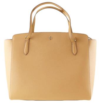 TORY BURCH 素面防刮皮革托特包－卡其