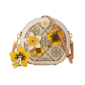 TORY BURCH 拼接皮革造型斜背包－花朵