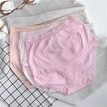 大尺碼純棉繡花直條女內褲-88760-6件組