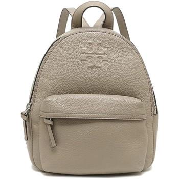 TORY BURCH 雙T-LOGO荔紋皮革後背包-灰色