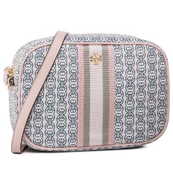 TORY BURCH 印花尼龍斜背包－粉