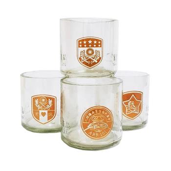 金門邁全球x旺萊酒雕工坊-金門高梁酒瓶杯350mlx3入(玻璃 文創)