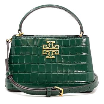 TORY BURCH 鱷魚紋皮革肩背包－祖母綠