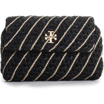 TORY BURCH 條紋翻蓋斜背鏈包－黑
