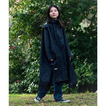 日本KIU 203-270 夜光裂紋-黑 機車/自行車雨衣斗篷 附收納袋(男女適用)