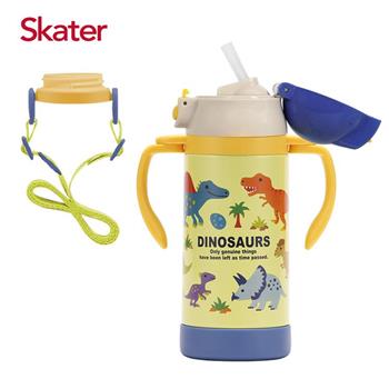 Skater吸管型不鏽鋼兩用杯（350ml）恐龍圖鑑