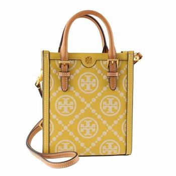 TORY BURCH 滿版LOGO皮革兩用包－黃