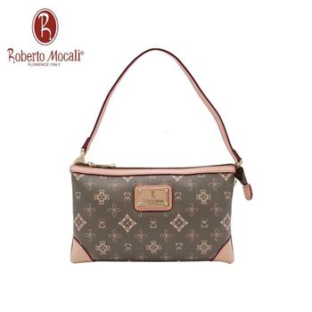 義大利《Roberto Mocali》典雅粉雙拉鍊肩背包RM-75110