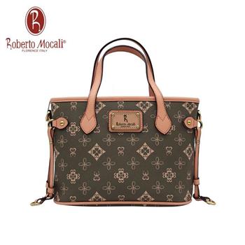 義大利《Roberto Mocali》典雅粉雙帶拉鍊肩背包RM-75120