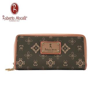 義大利《Roberto Mocal》典雅粉2鈔16卡單零錢格長夾RM-75207