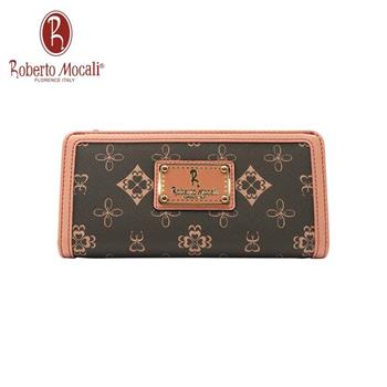 義大利《Roberto Mocali》典雅粉3鈔13卡單零錢格長夾RM-75210