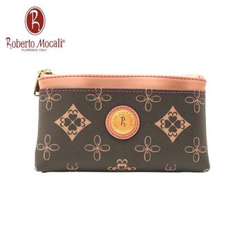 義大利《Roberto Mocali》典雅粉雙拉鍊零錢包RM-75302