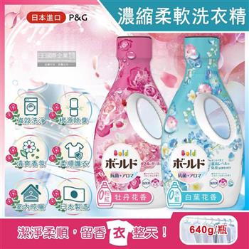 日本P&G Bold-超濃縮強洗淨除臭室內晾曬花香氛柔軟全效洗衣精640g/瓶(持香約24小時,香氛柔順劑,消臭護衣洗衣劑,直立式,滾筒式洗衣機皆適用)